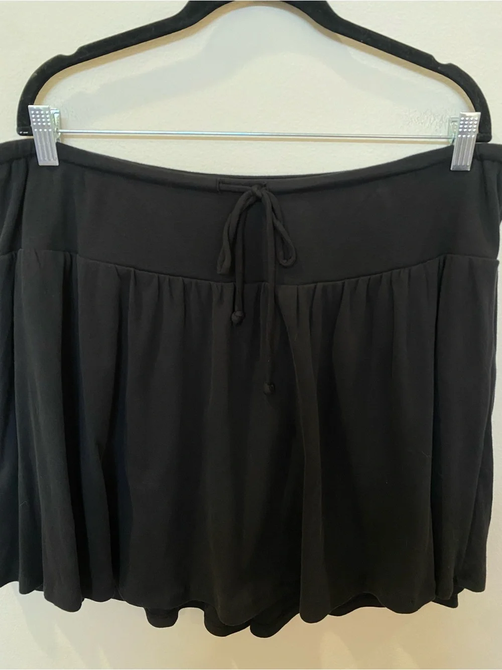 No Boundaries Black Drawstring Waist Cotton Skater Skirt Alt Goth Sporty Casual